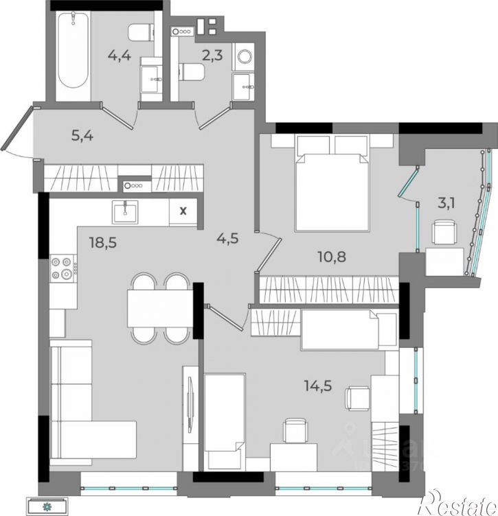 2-комн квартира в новом доме ул Фруктовая, 4,  д. 4