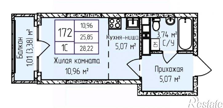 1-комн квартира в новом доме ул Камбарская, 15,  д. 15