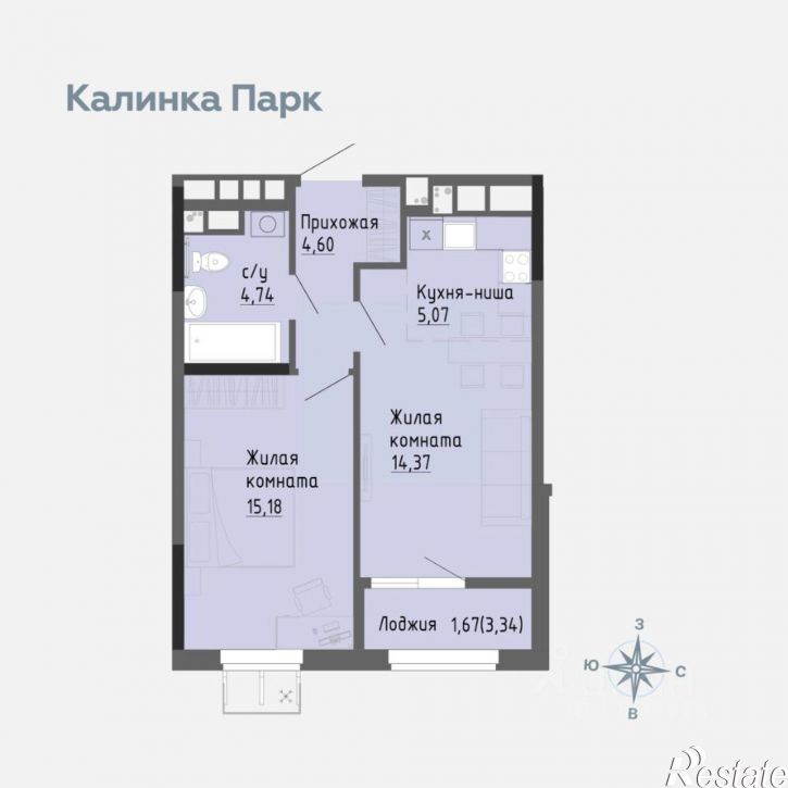 1-комн квартира в новом доме ул 40 лет Победы, 85,  д. 85